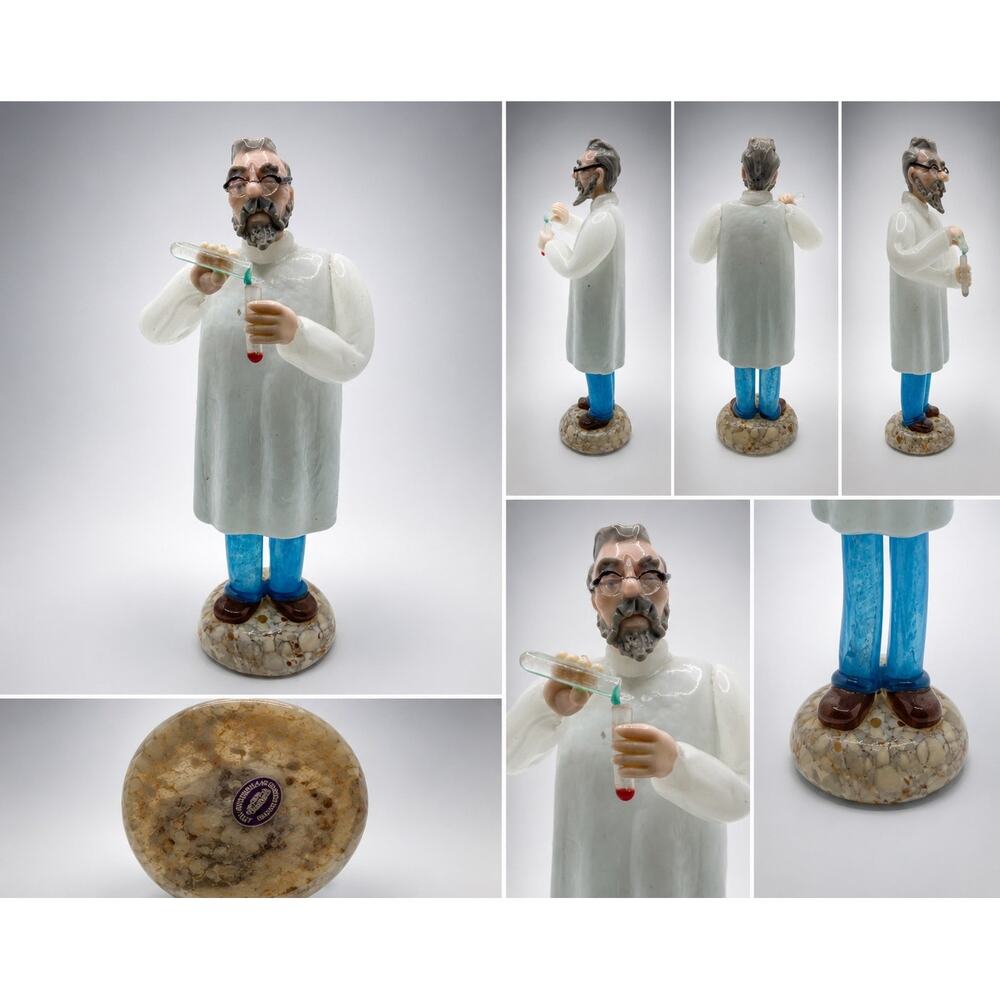 Vintage Murano Art Glass Scientist Figurine Laboratory Chemist Doctor Hand Blown